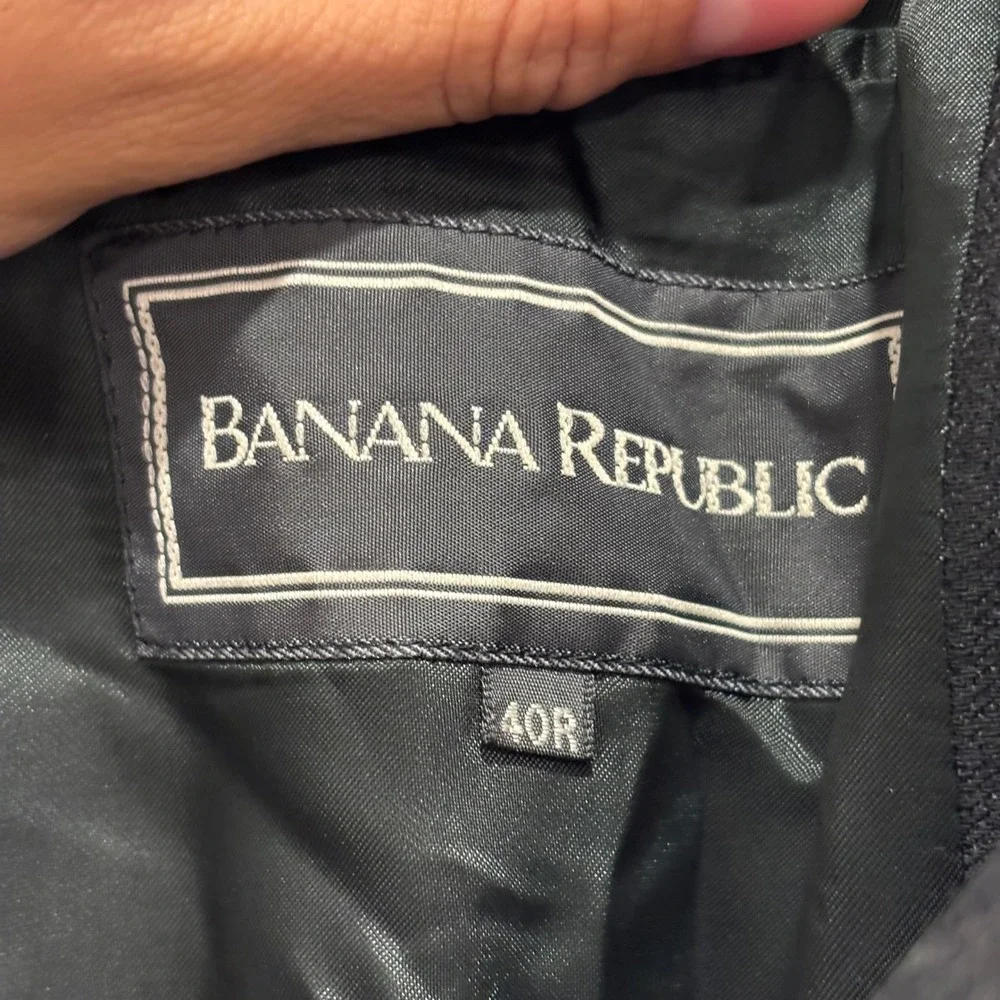 Banana Republic Mens 40R Black 100% Wool 3 Button Blazer Jacket Made in Italy